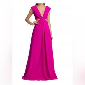 ML MONIQUE LHUILLIER Crepe Cut-Out Gown Pink Sapphire / Fuchsia